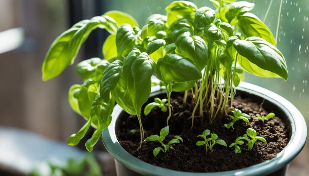 Rooting basil cuttings in soil