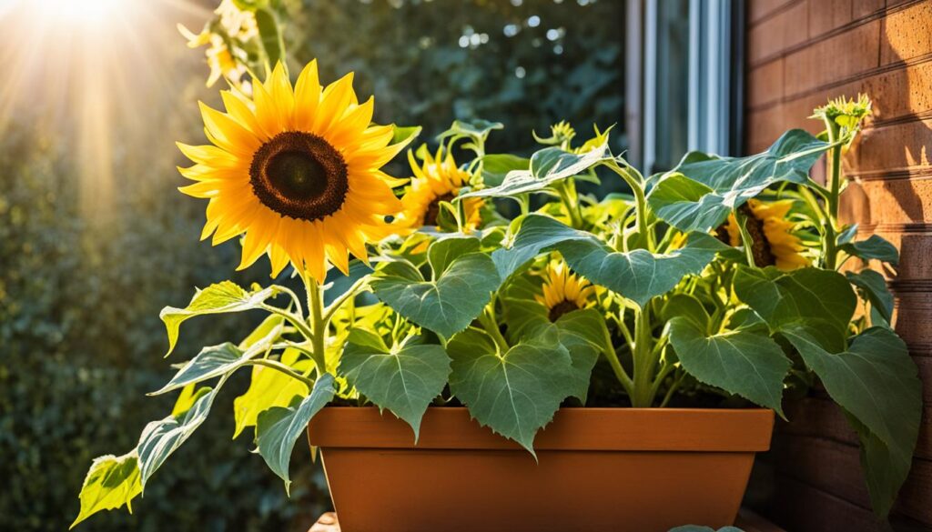 Supporting Sunflowers in Pots