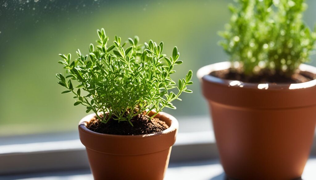 Thyme Plants in a Windowsill Garden