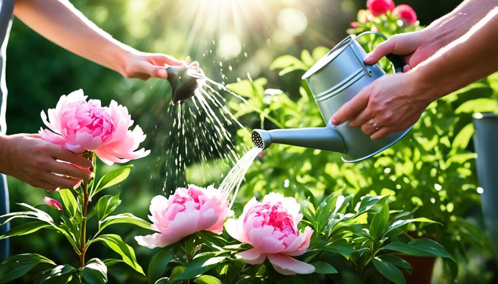 Watering Peonies