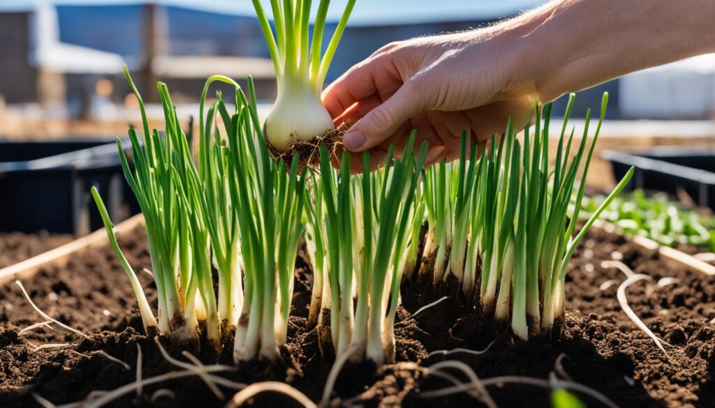 planting onions from cut roots