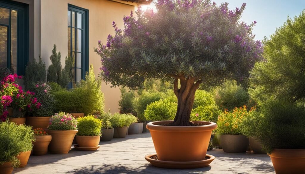 sunlight requirements for potted olive trees